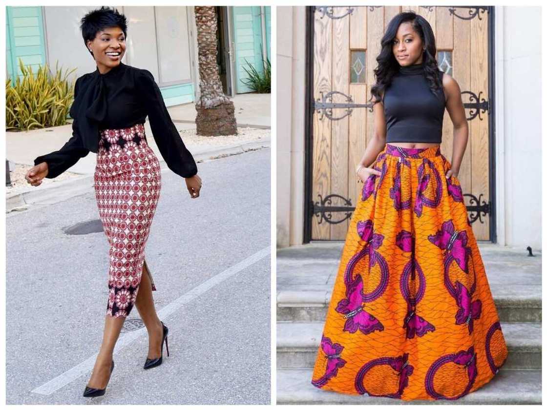 Ankara plain and patterned skirt and blouse designs Legit.ng