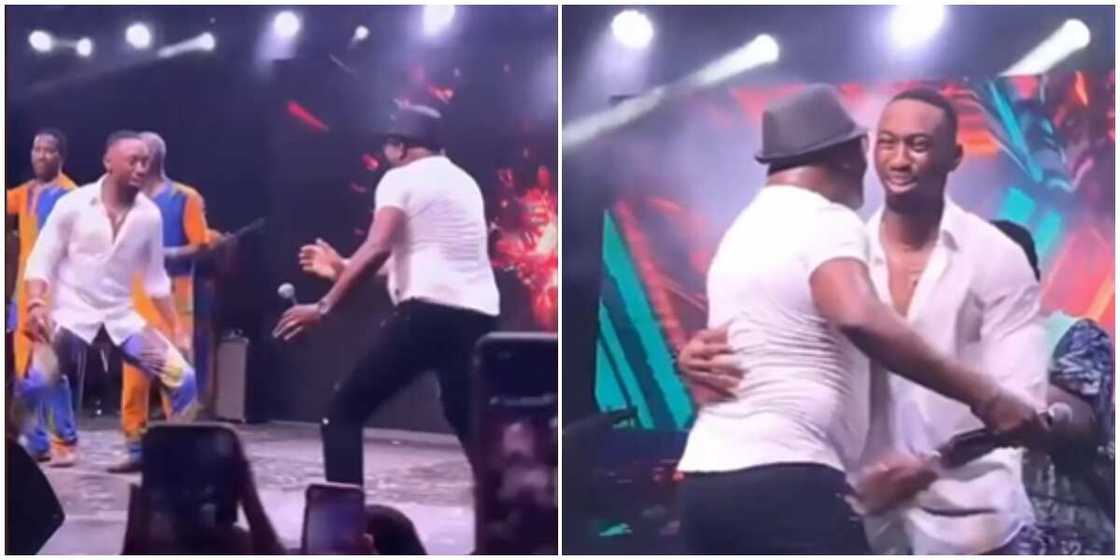 Shina Peters battles BBNaija's Saga on stage at event Shina Peters battles BBNaija's Saga on stage at event