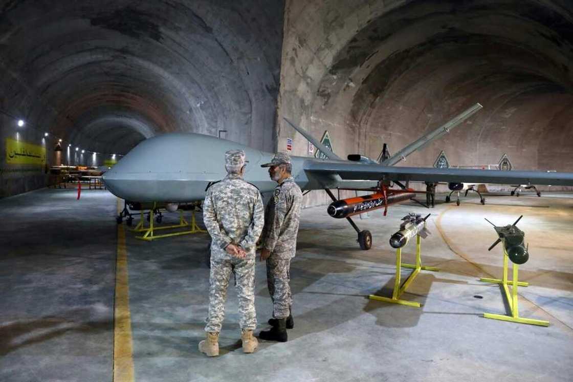Iranian military unmanned aerial vehicles (UAVs or drones) at an underground base in an undisclosed location in Iran. Iranian military unmanned aerial vehicles (UAVs or drones) at an underground base in an undisclosed location in Iran.