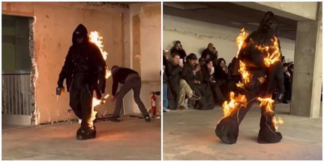 Model in outfit on fire Model in outfit on fire