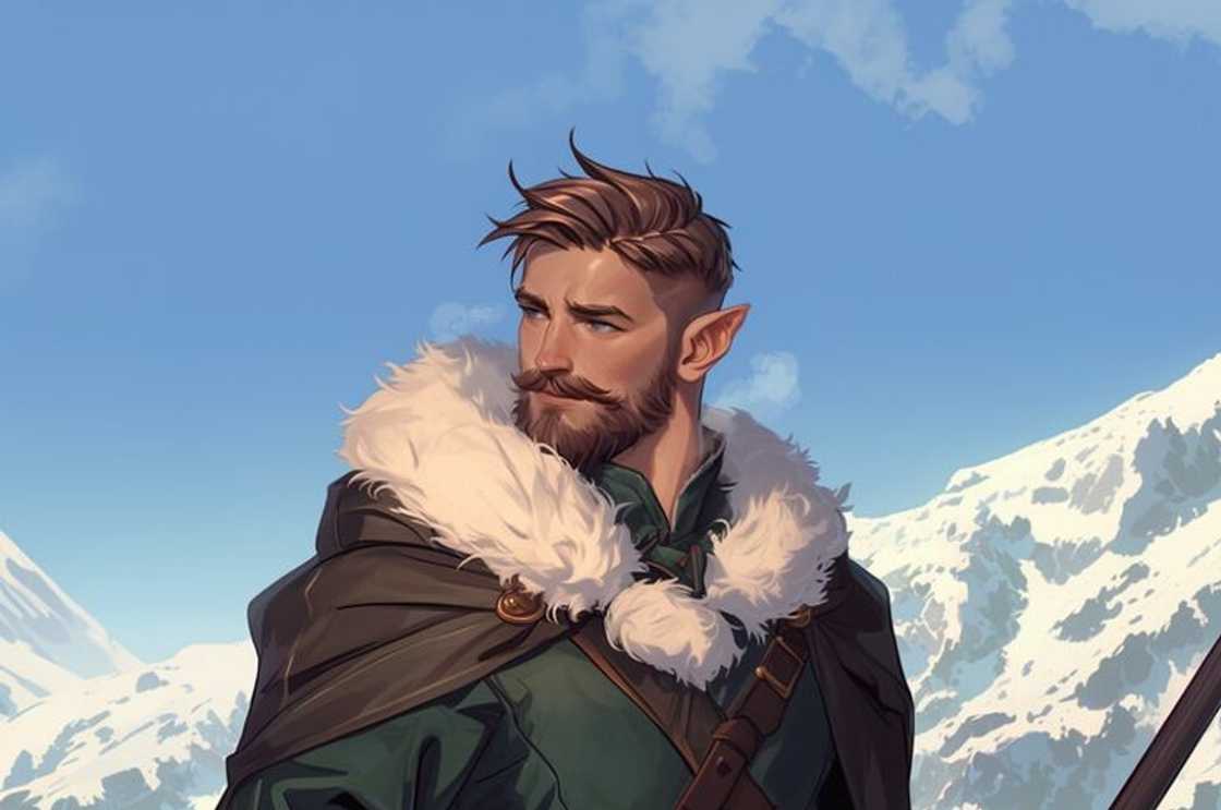 DnD Elf looking to the side in the snowy mountains DnD Elf looking to the side in the snowy mountains
