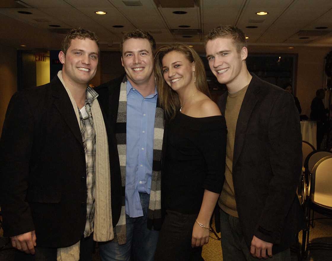 THE AMAZING RACE 8 winners, the Linz siblings (left to right: Alex, Nick, Megan and Tommy during a party in New York