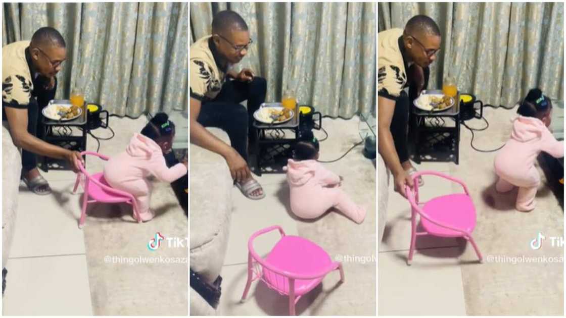 Father and daughter/man pranked baby. Father and daughter/man pranked baby.