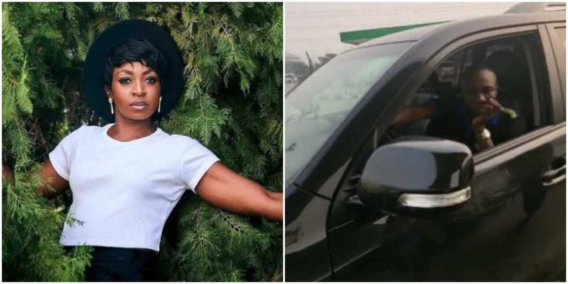 Kate Henshaw at a fuel station Kate Henshaw at a fuel station
