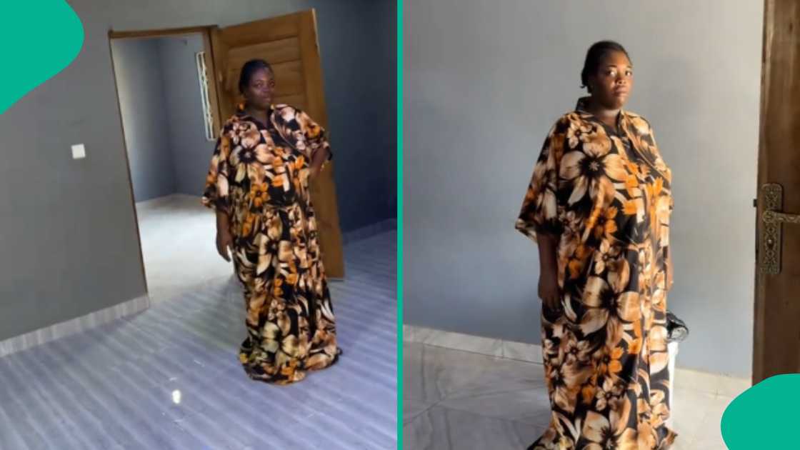 Lady overjoyed after seeing new apartment rented by her husband. Lady overjoyed after seeing new apartment rented by her husband.