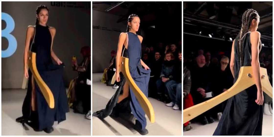 Model with huge hanger accessory Model with huge hanger accessory