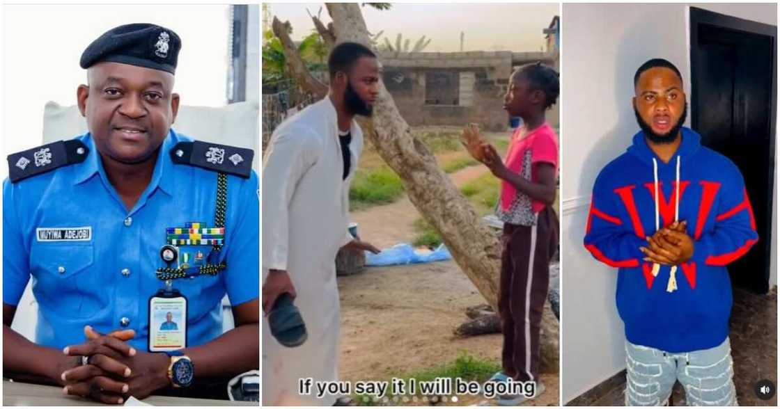 Photos of Trinity Guy, Police PRO Muyiwa Adejobi and little girl Photos of Trinity Guy, Police PRO Muyiwa Adejobi and little girl