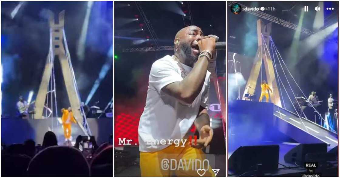 Photos of Davido using Eko Bridge as his stage