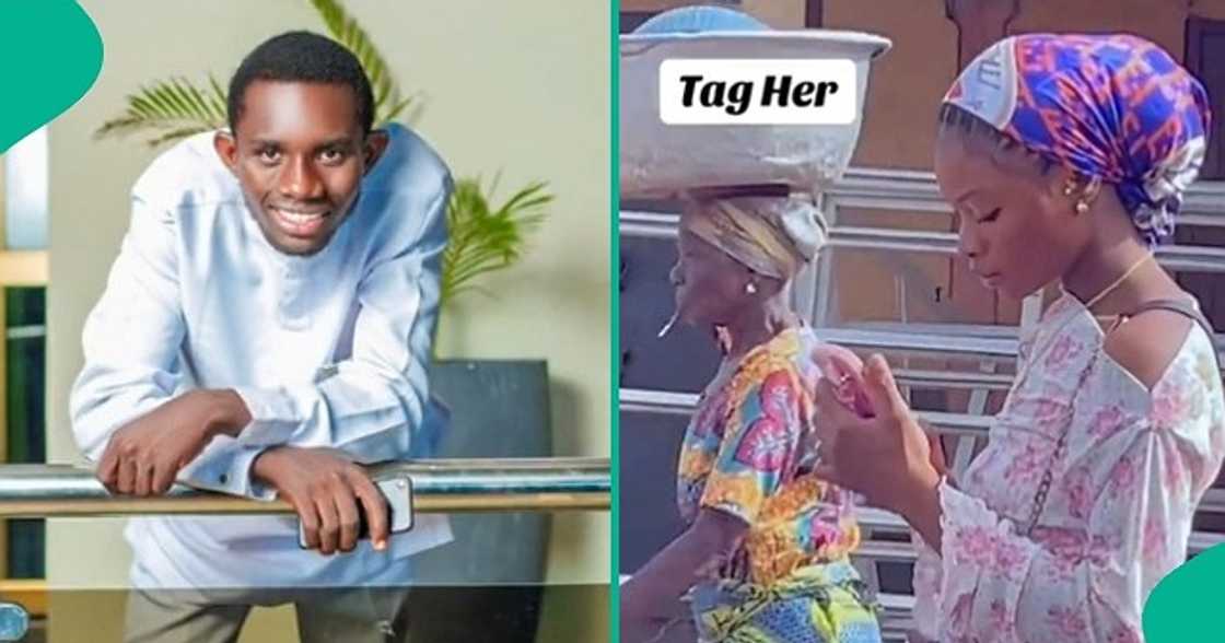 Man praises pretty lady he saw riding bike on the road. Man praises pretty lady he saw riding bike on the road.
