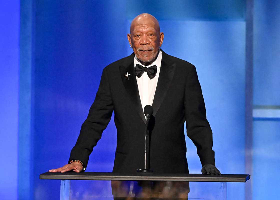Morgan Freeman addresses a conference