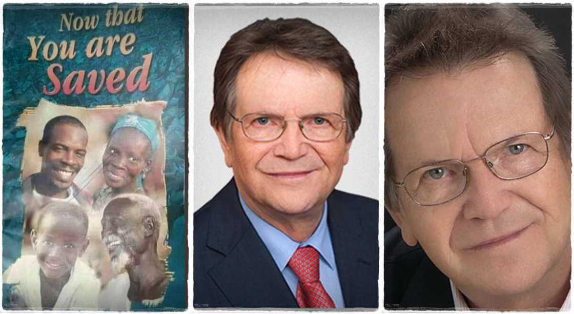 Photos of Reinhard Bonnke and his book, 'Now That You Are Saved.'