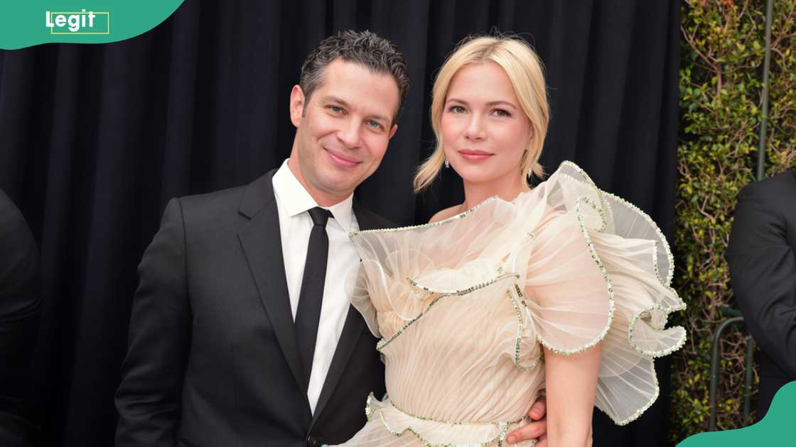 Hart Kail's parents, Thomas Kail and Michelle Williams, at the Beverly Hilton Hotel