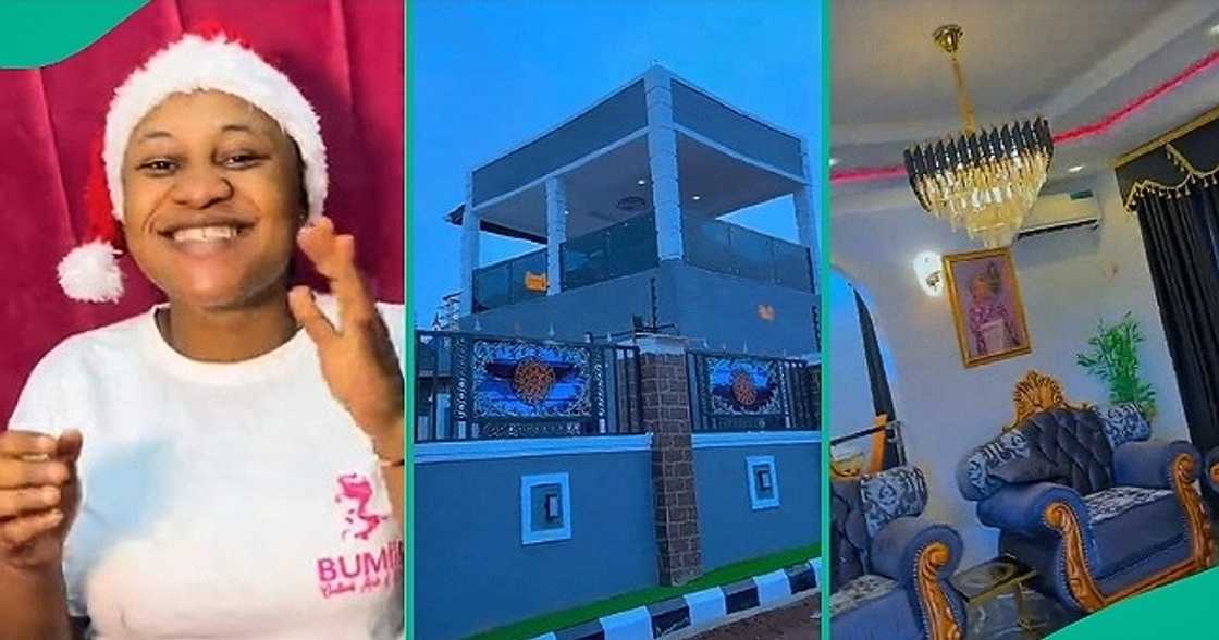 Nigerian woman shows off mansion