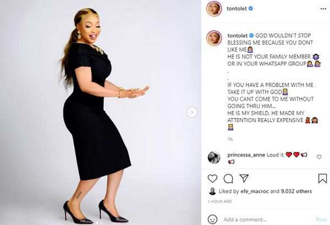 Screenshot of Tonto Dikeh's post. Screenshot of Tonto Dikeh's post.