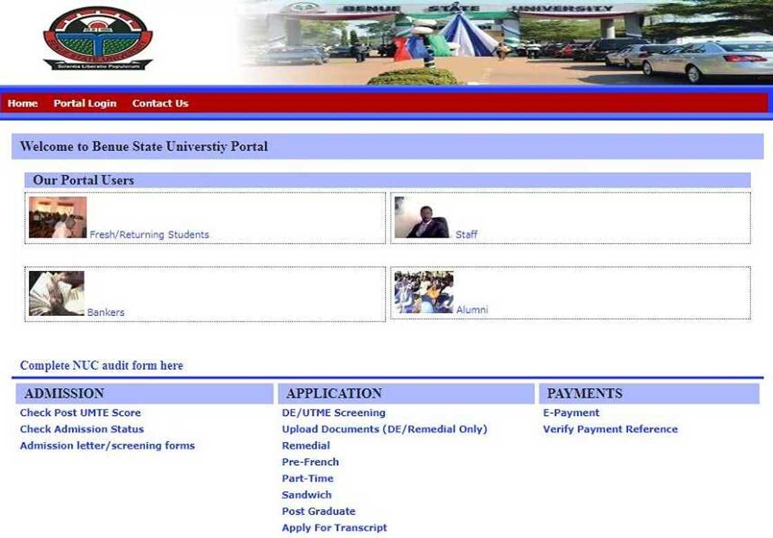 Benue State University portal