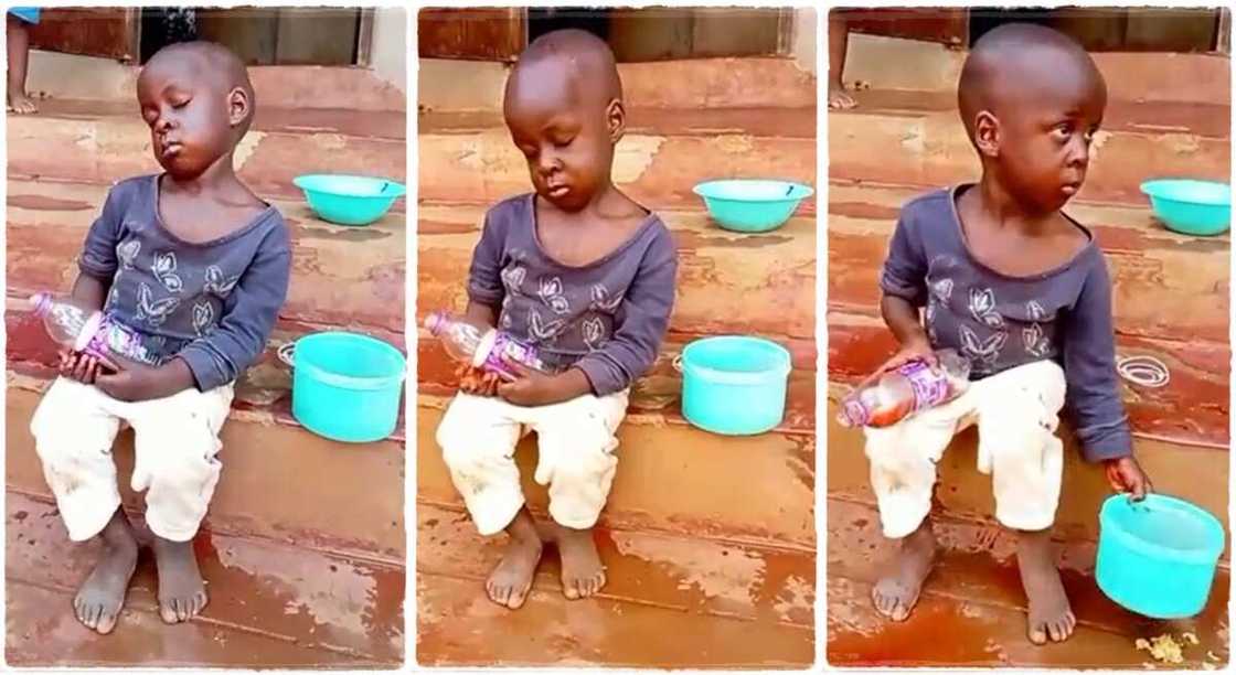 Photos of a boy who slept off with food beside him and a bottle in his hands. Photos of a boy who slept off with food beside him and a bottle in his hands.