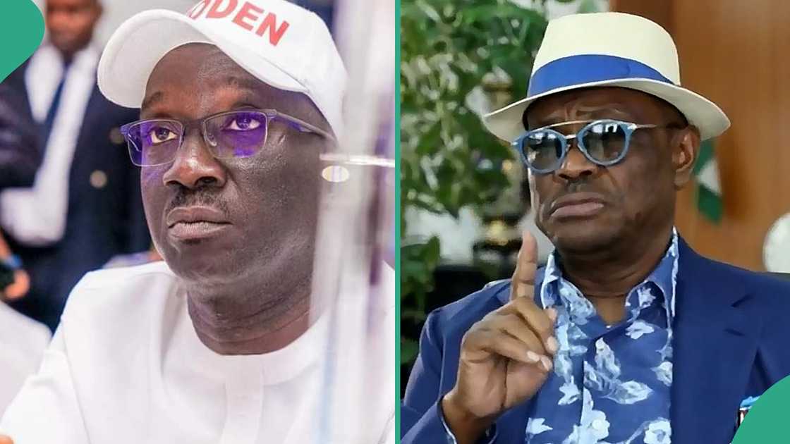 Governor Monday Okpebholo of Edo state has praised FCT minister Nyesom Wike and described him as his master. Governor Monday Okpebholo of Edo state has praised FCT minister Nyesom Wike and described him as his master.