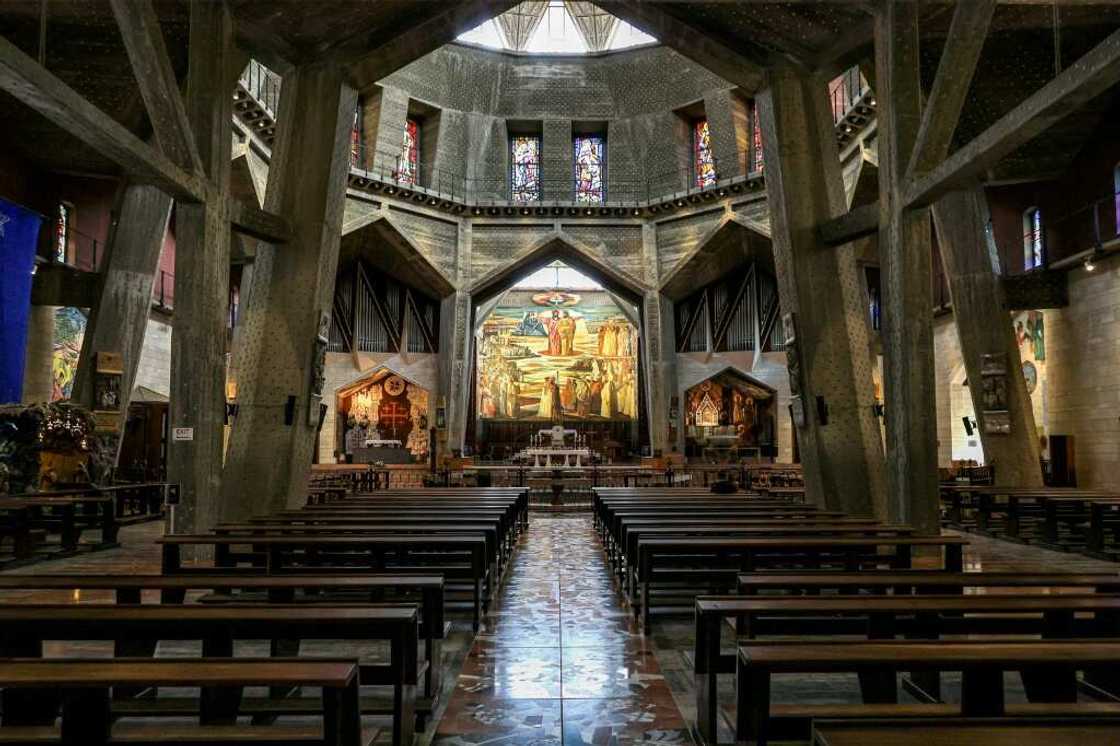 The almost empty Basilica of the Annunciation in Nazareth in northern Israel The almost empty Basilica of the Annunciation in Nazareth in northern Israel