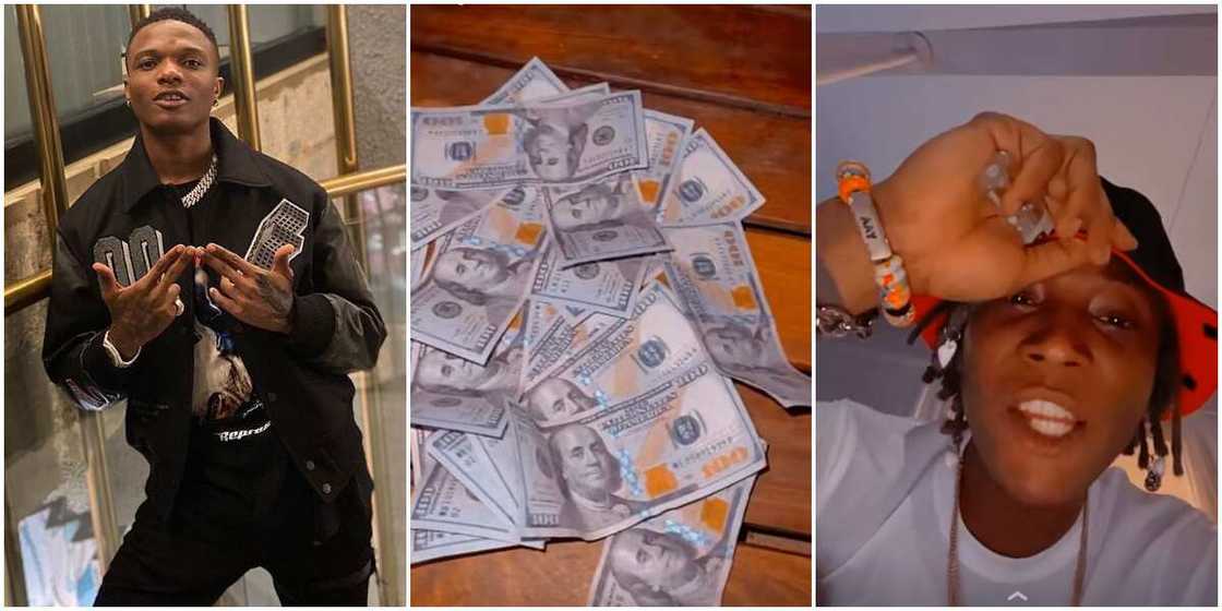 Singer Bella Shmurda Loses His 'Cool' as Wizkid Gives Him over N800k in Dollars