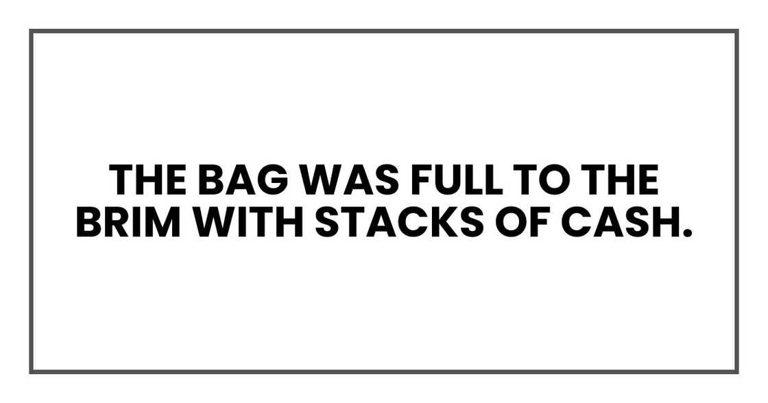 The bag was full to the brim with stacks of cash.