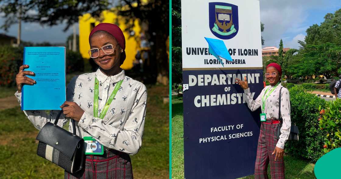 UNILORIN student in Chemistry department celebrates project work.