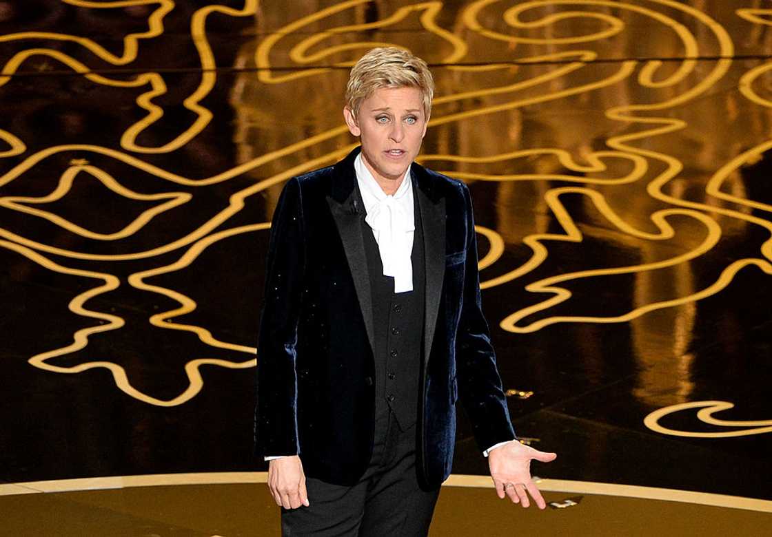 Ellen DeGeneres speaks onstage during the Oscars at the Dolby Theatre