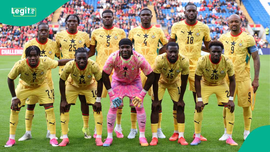 Ghana team group photo during the friendly match against Wales at Cardiff City Stadium on June 02, 2026. Photo by Catherine Ivill