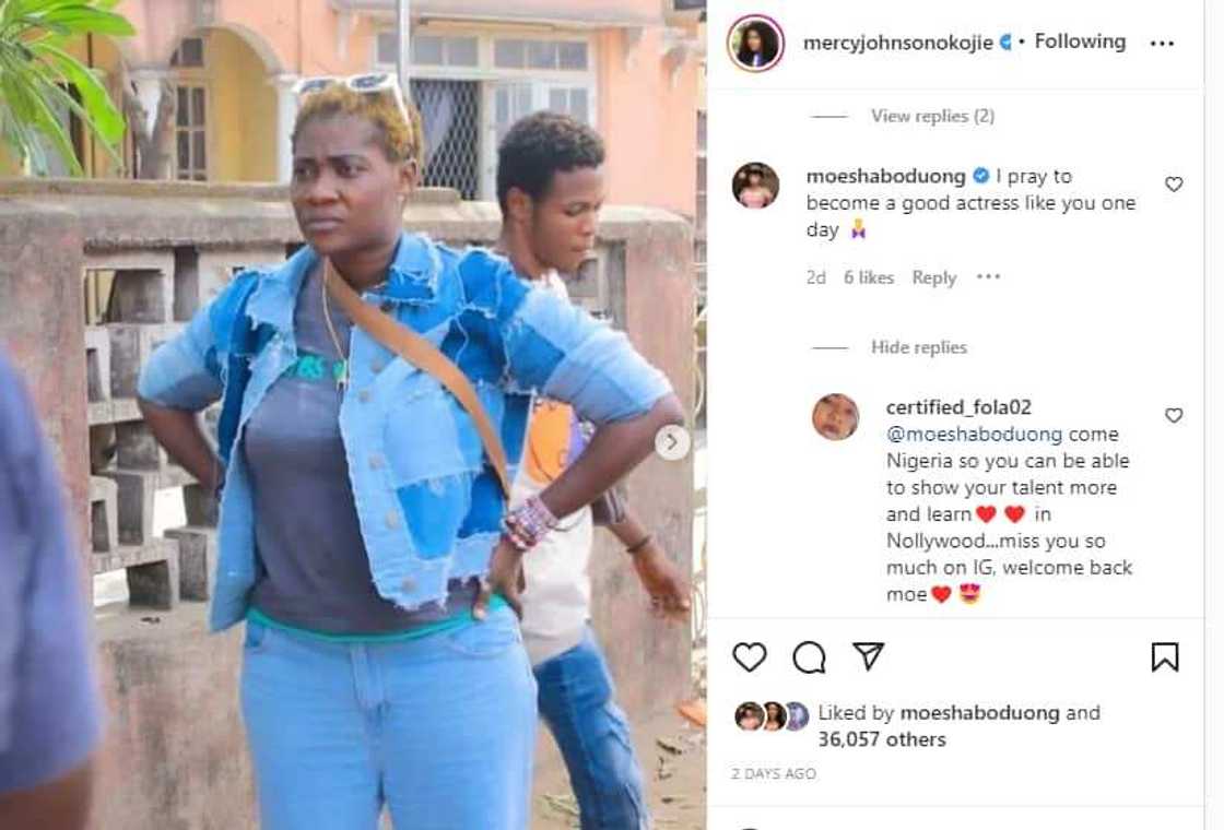 Moesha Begs to Become Good Actress Like Mercy Johnson; Lady Invites her to Visit Nigeria Moesha Begs to Become Good Actress Like Mercy Johnson; Lady Invites her to Visit Nigeria