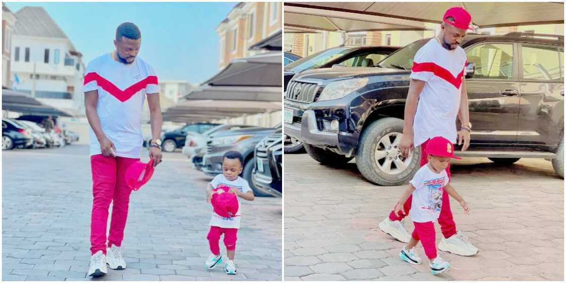 Nollywood actor Kolawole Ajeyemi and son, Ire, rock matching outfits in adorable photos Nollywood actor Kolawole Ajeyemi and son, Ire, rock matching outfits in adorable photos