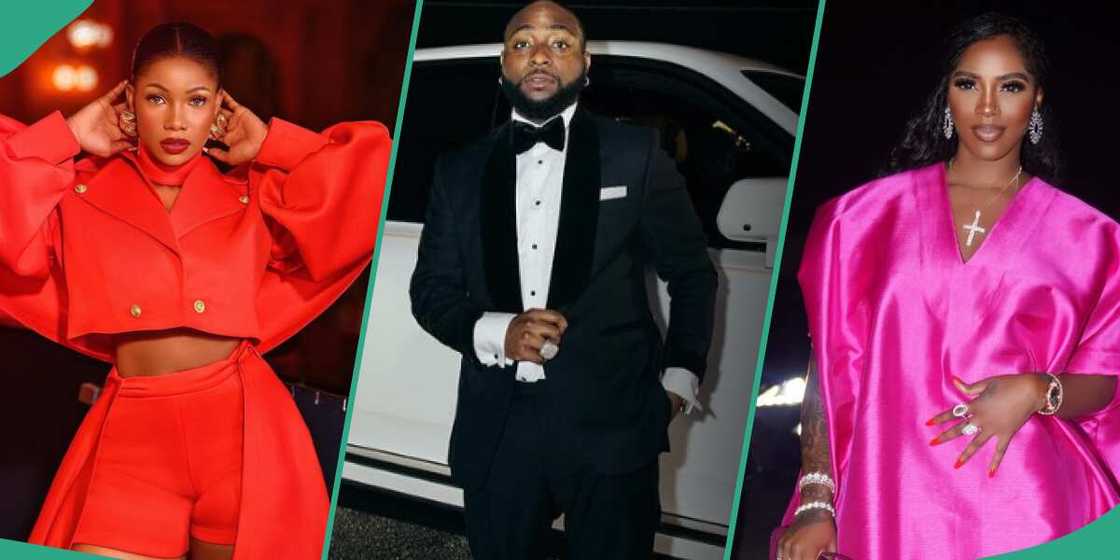 BBNaija Tacha, Davido and Tiwa Savage BBNaija Tacha, Davido and Tiwa Savage