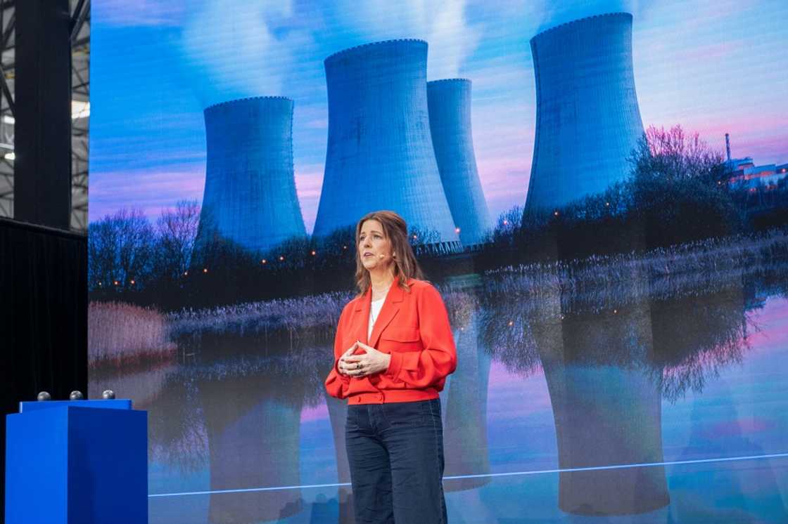 Kara Hurst, chief sustainability officer at Amazon, introduces TRISO-X Pebbles, next-generation nuclear fuel developed for small modular reactors, during Amazon's 'Delivering the Future' presentation in California Kara Hurst, chief sustainability officer at Amazon, introduces TRISO-X Pebbles, next-generation nuclear fuel developed for small modular reactors, during Amazon's 'Delivering the Future' presentation in California