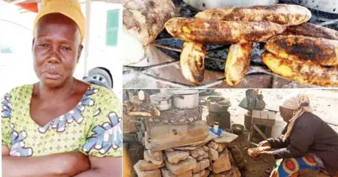 Roasted yam seller trains three children Roasted yam seller trains three children