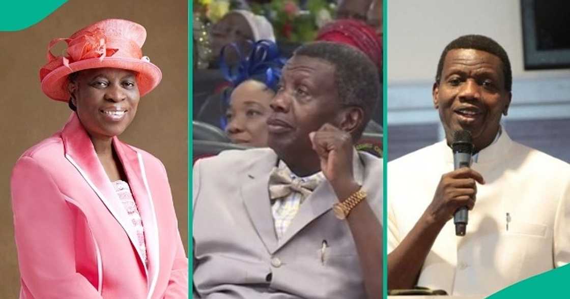 Pastor Adeboye blushes as his wife serenades him. Pastor Adeboye blushes as his wife serenades him.