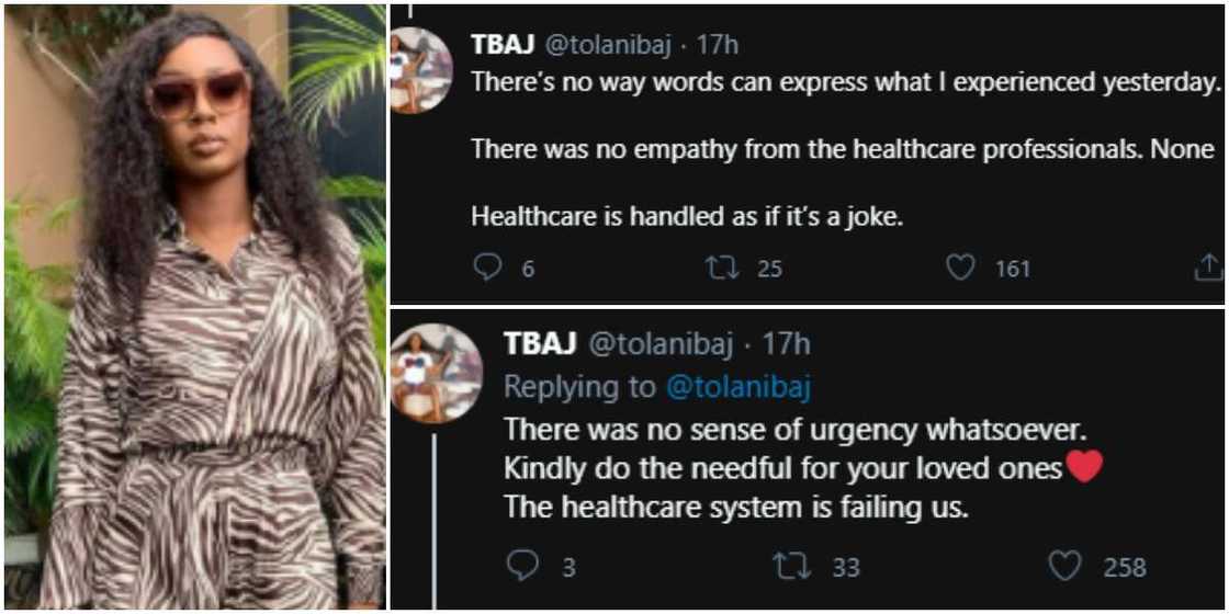 Fly your loved ones out of the country for proper medical treatment: BBNaija's Tolani Baj advises Fly your loved ones out of the country for proper medical treatment: BBNaija's Tolani Baj advises