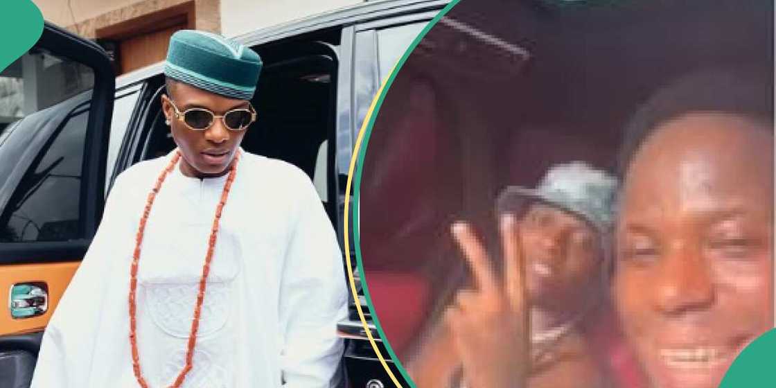 Wizkid gives man a ride in his car. Wizkid gives man a ride in his car.