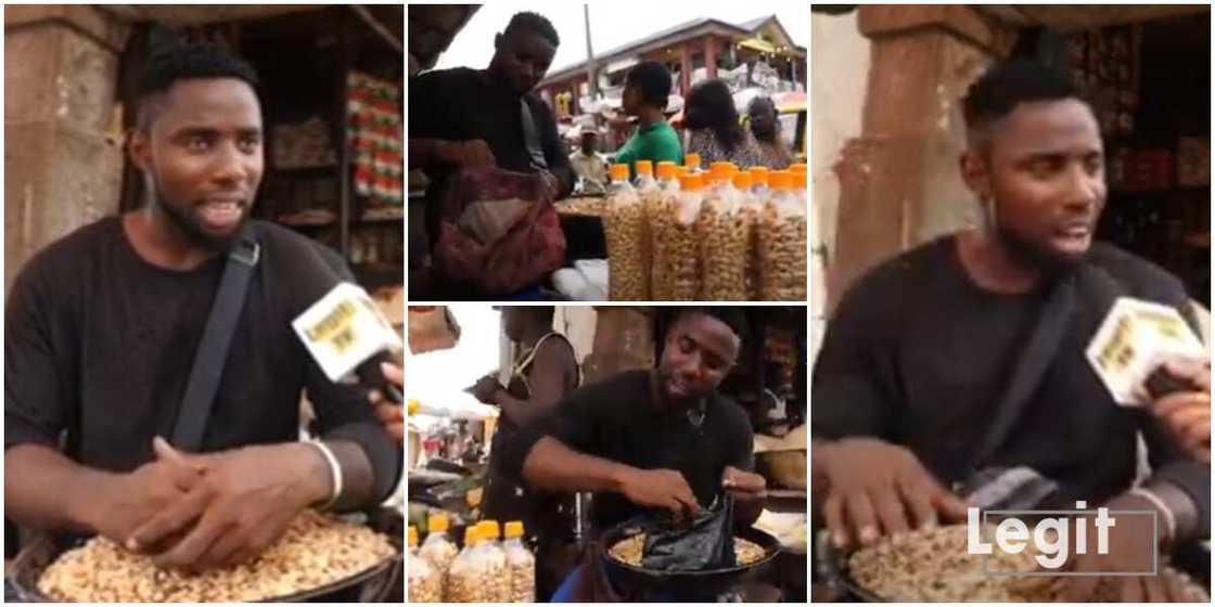 Nigerian man who dropped out of school now sells groundnuts, says he built a house with his groundnut business Nigerian man who dropped out of school now sells groundnuts, says he built a house with his groundnut business