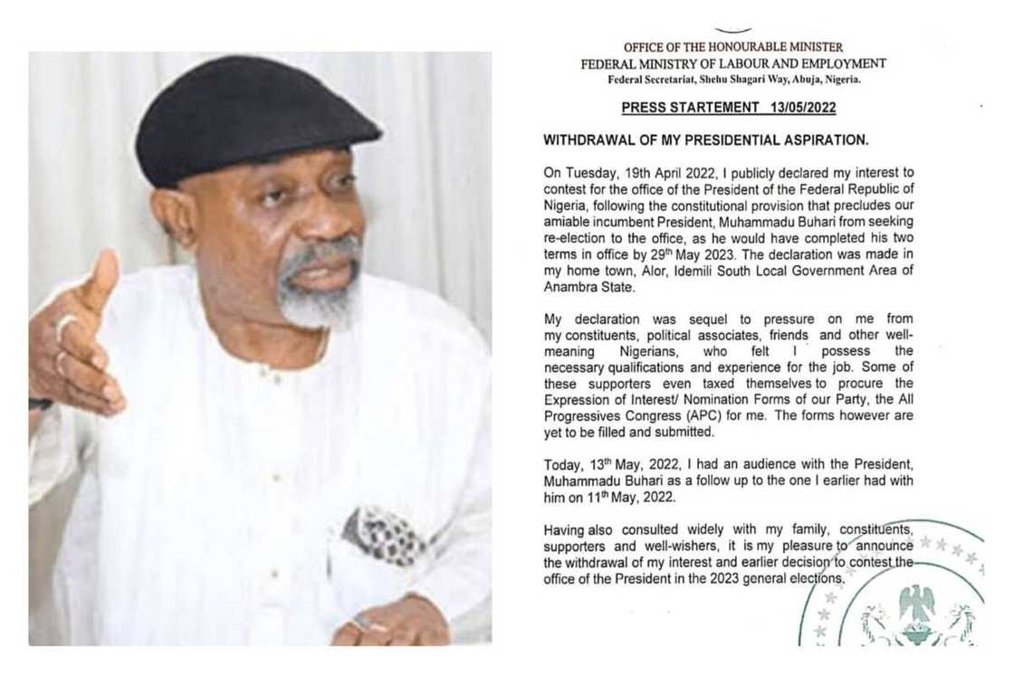 Ngige ya janye daga takara. Ngige ya janye daga takara.