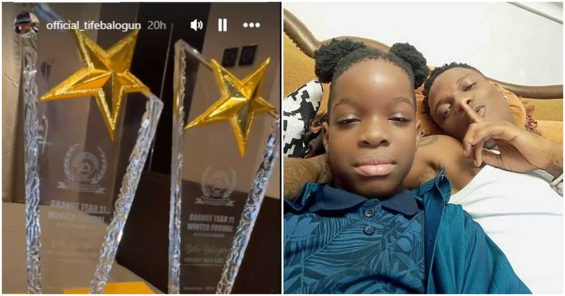 Wizkid's 1st son Tife collects two awards from school, Wizkid and 1st son Tife Wizkid's 1st son Tife collects two awards from school, Wizkid and 1st son Tife
