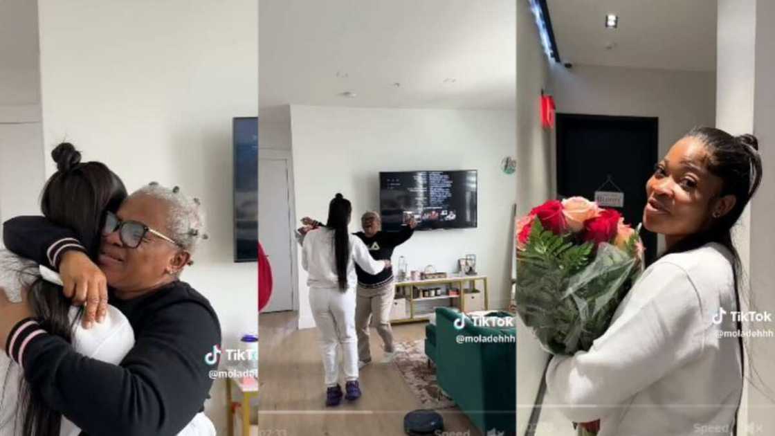 Daughter emotionally reunites with mother. Daughter emotionally reunites with mother.