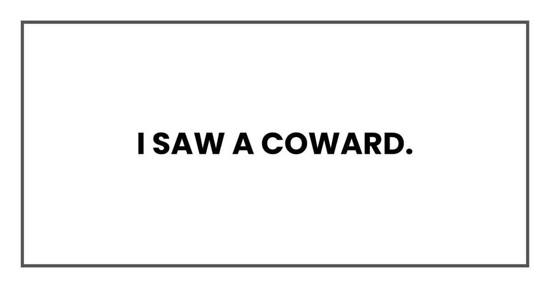 I saw a coward.
