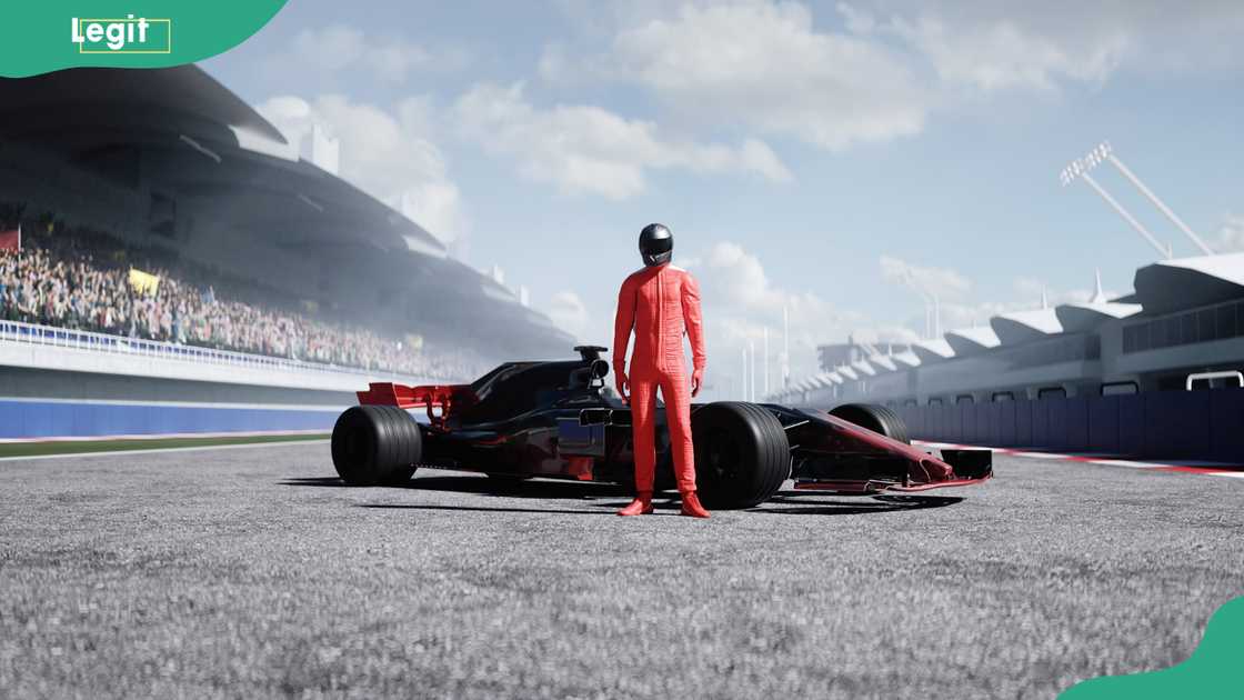 The racer on stadium The racer on stadium