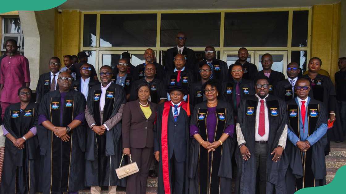 Lagos State University staff members pose for a group photo