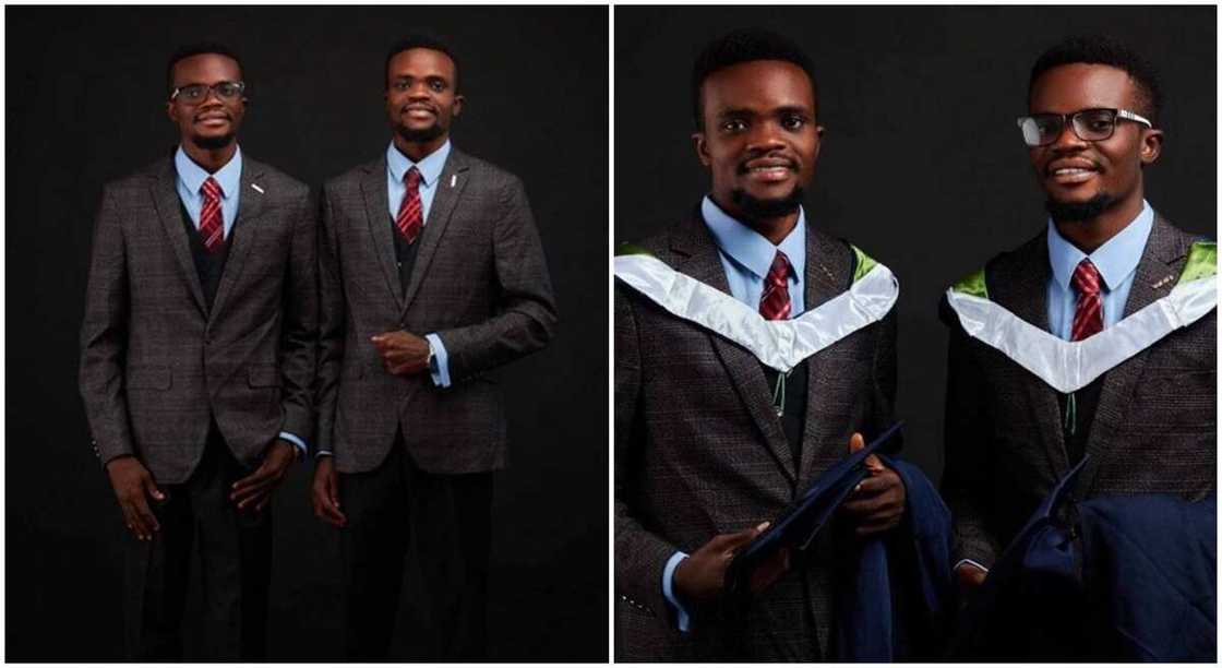 Photos of Kehinde and Taiwo, twin brothers who bagged first class from University of Ibadan. Photos of Kehinde and Taiwo, twin brothers who bagged first class from University of Ibadan.