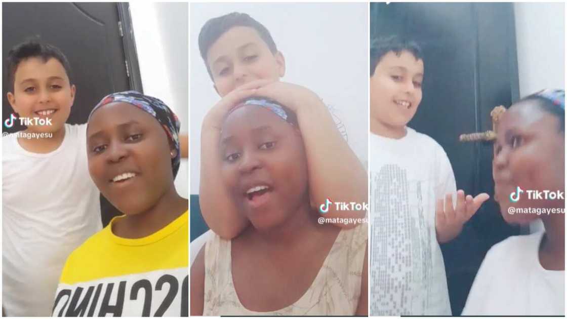 Maid and boy bond/Kid defended lady. Maid and boy bond/Kid defended lady.