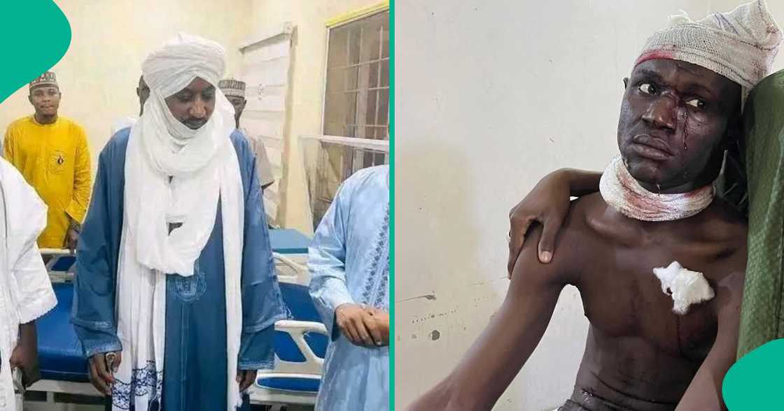 Lokacin da Sanusi II ya ziyarci Sadiq Gentle a asibiti Lokacin da Sanusi II ya ziyarci Sadiq Gentle a asibiti