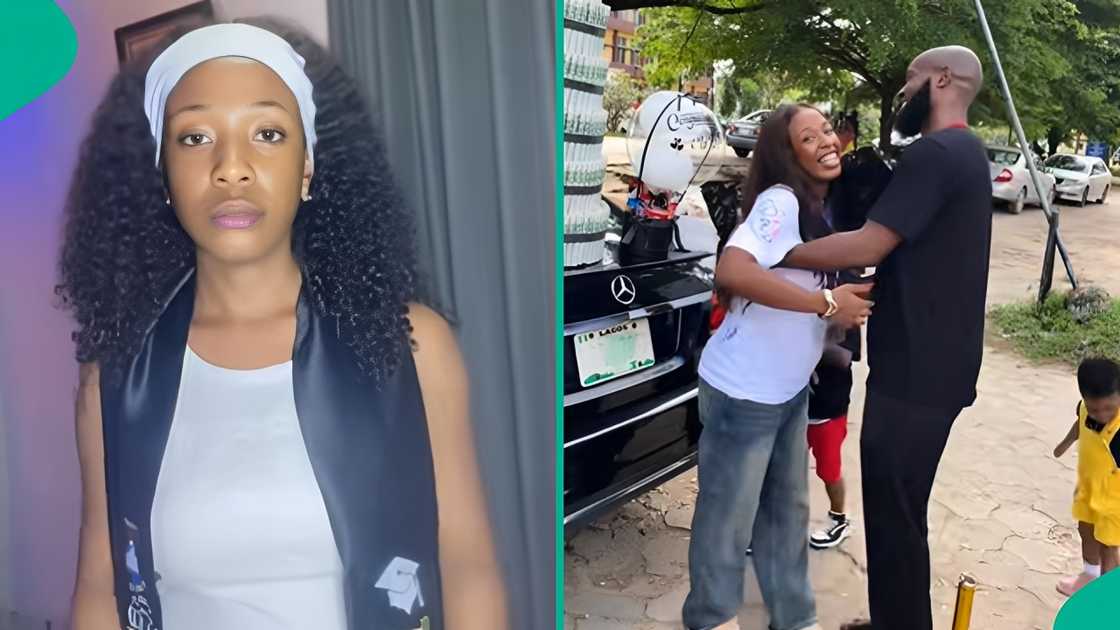 A LASU student celebrated her husband and kids as she finally bagged a degree. A LASU student celebrated her husband and kids as she finally bagged a degree.