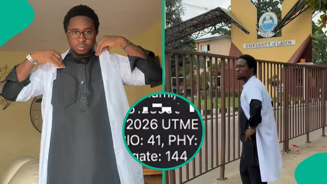 Nigerian UTME candidate stands outside UNILAG gate after scoring 144, sharing his plan to pray for admission into Medicine in viral TikTok video. Nigerian UTME candidate stands outside UNILAG gate after scoring 144, sharing his plan to pray for admission into Medicine in viral TikTok video.