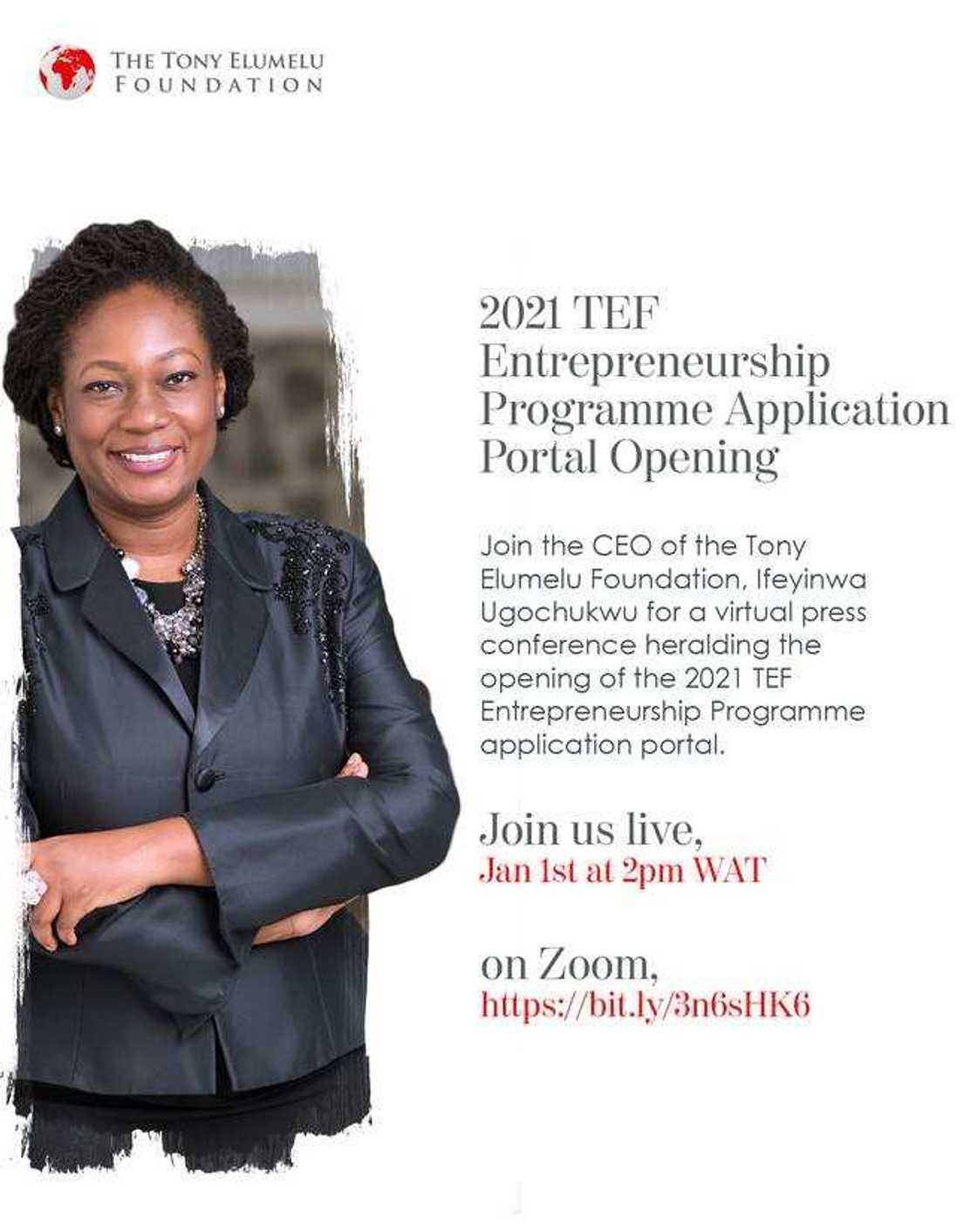 Tony Elumelu Foundation entrepreneurship programme application opens on January 1, 2021 Tony Elumelu Foundation entrepreneurship programme application opens on January 1, 2021