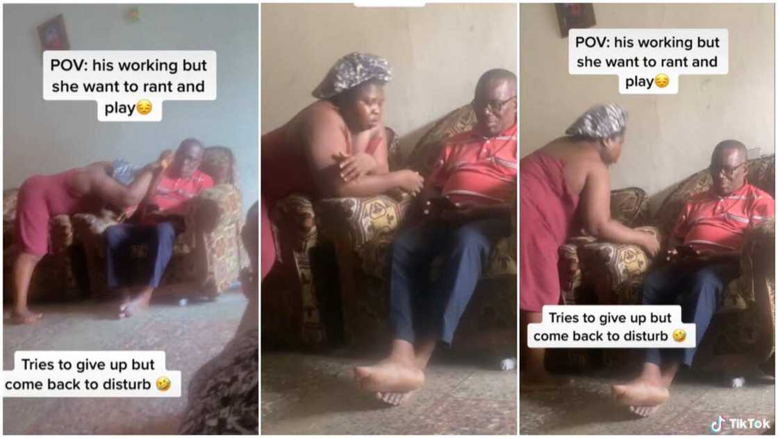 Sweet couple goals/woman tried to get husband's attention. Sweet couple goals/woman tried to get husband's attention.