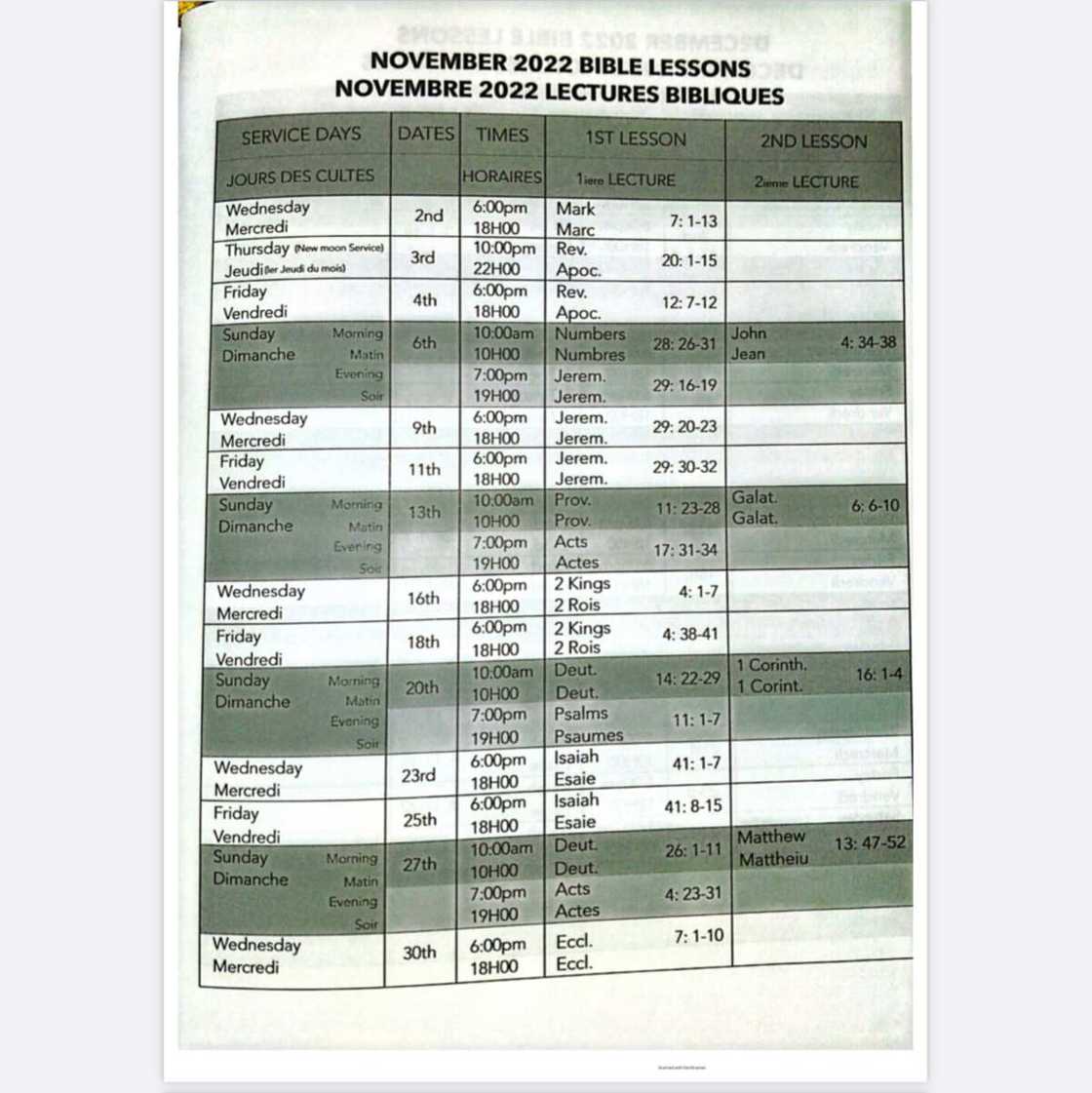 Celestial Church of Christ Bible lessons November 2022 Celestial Church of Christ Bible lessons November 2022